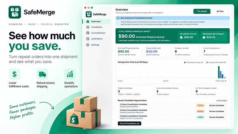 SafeMerge shipping savings and consolidation overview
