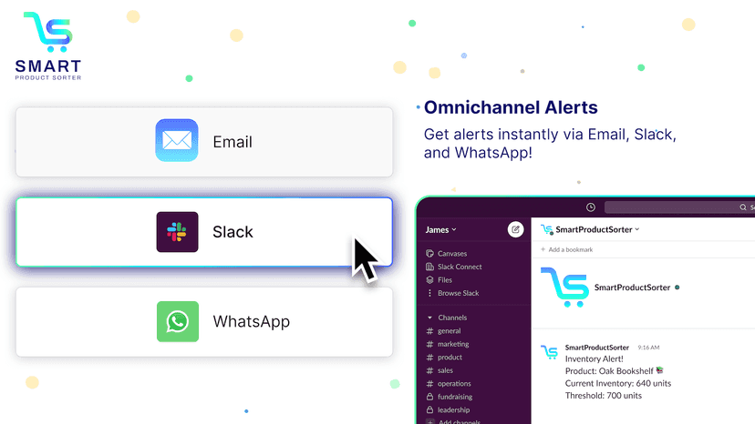Get alerts instantly via Email, Slack, and WhatsApp!