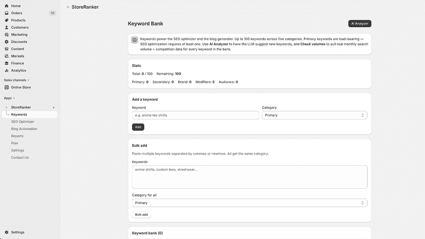 keyword bank