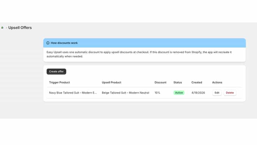 easy upsell dashboard