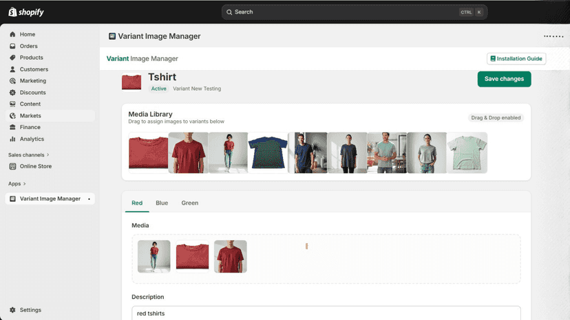 Main Dashboard: View and manage all product variants