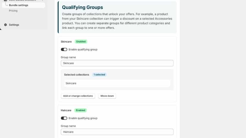 Set up qualifying groups for automatic discount offers