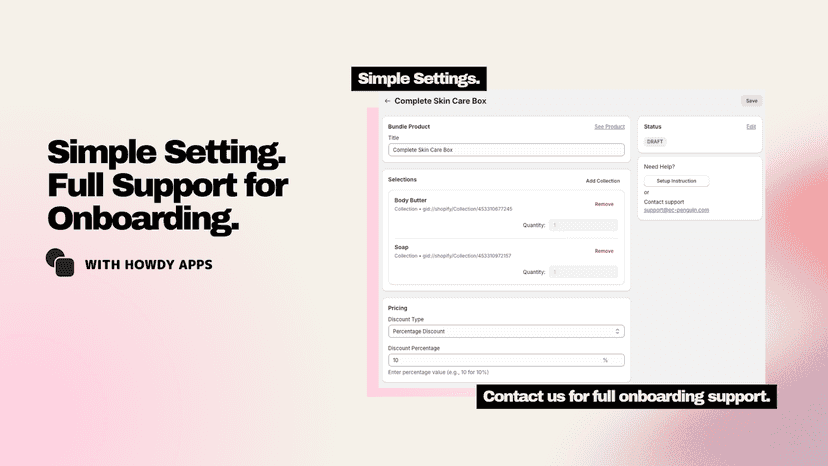Shopify Bundle Product Flexible Personalize Howdy App Onboarding
