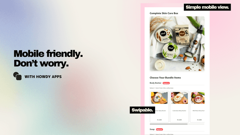 Shopify Bundle Product Flexible Personalize Howdy App Mobile