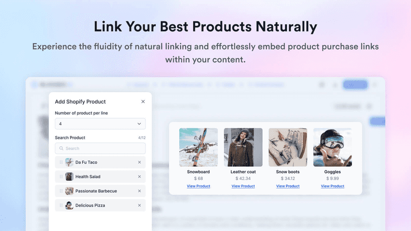 like your products within articles automatically