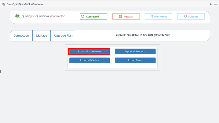 Export Customer page