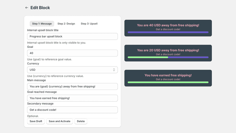 MVR Free Shipping Bar Settings