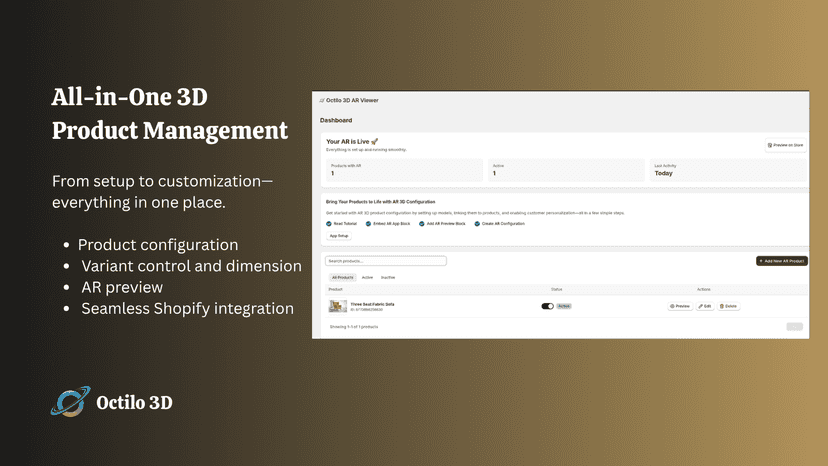 3D product dashbaord