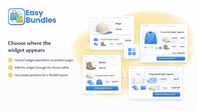 Flexible widget placement on product pages