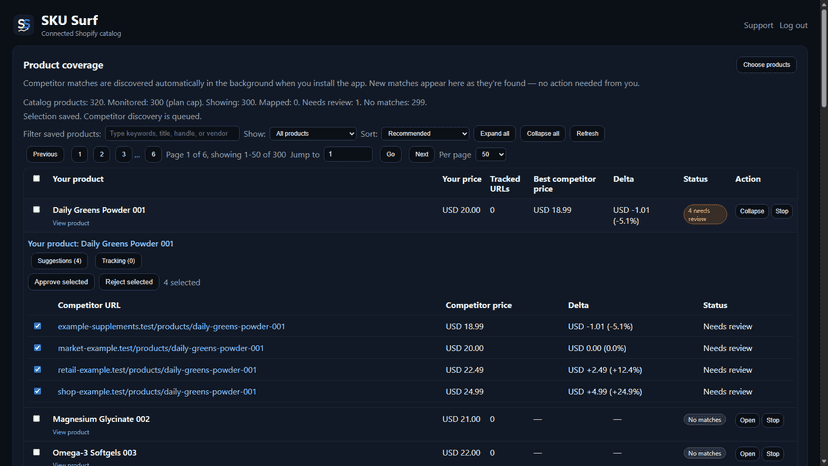 Competitor match review queue