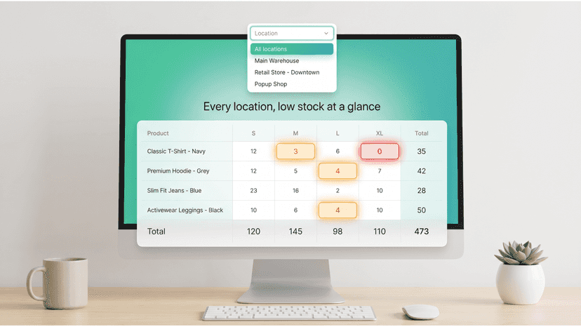 Print or export a clean landscape PDF for reorders and stock cou