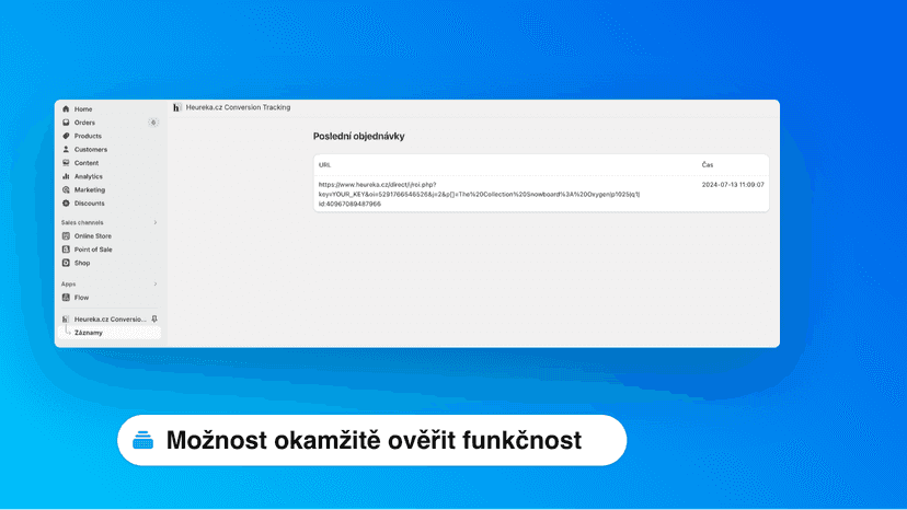 Možnost okamžitě ověřit nastavení