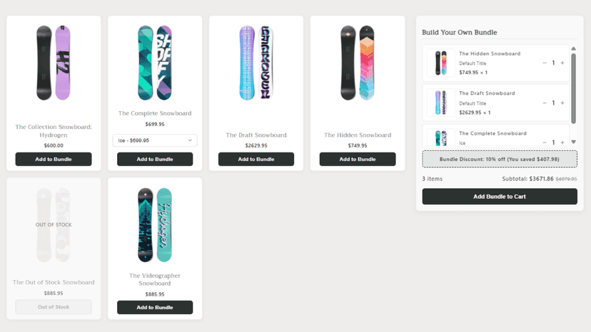 Bundlora Normal Bundle Builder StoreFront Screenshot