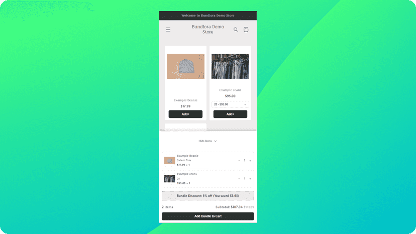Bundlora Normal Bundle Builder Mobile Screenshot