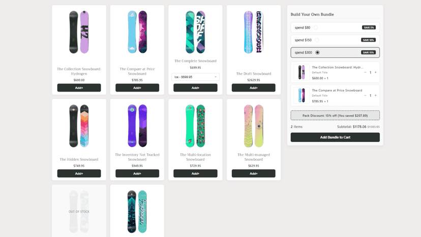 Bundlora Tiered Bundle Builder StoreFront Screenshot