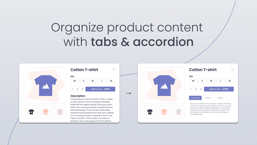 Simply add headings to divide product descriptions into tabs