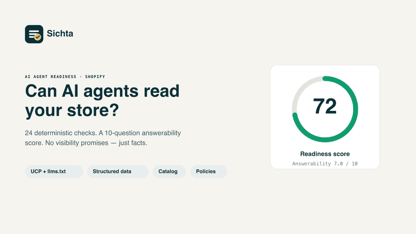 Sichta:can AI read your store, readiness score and answerability