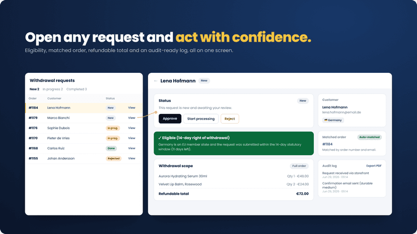 Track and manage every withdrawal request from one dashboard