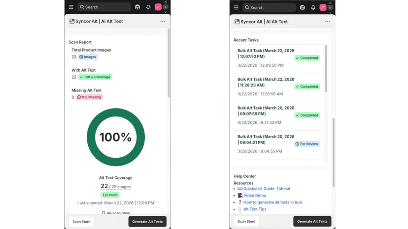 Syncor Alt Dashboard in mobile