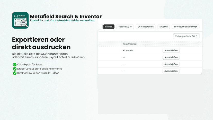 Inventarergebnisse exportieren und drucken