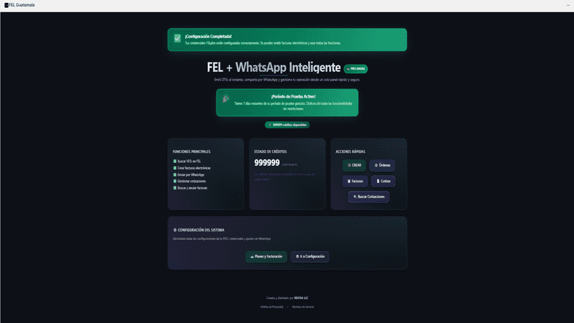 Consola principal para empezar el proceso de facturas o cotizar