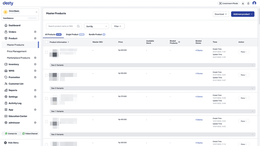 Desty Omnichannel Product Management