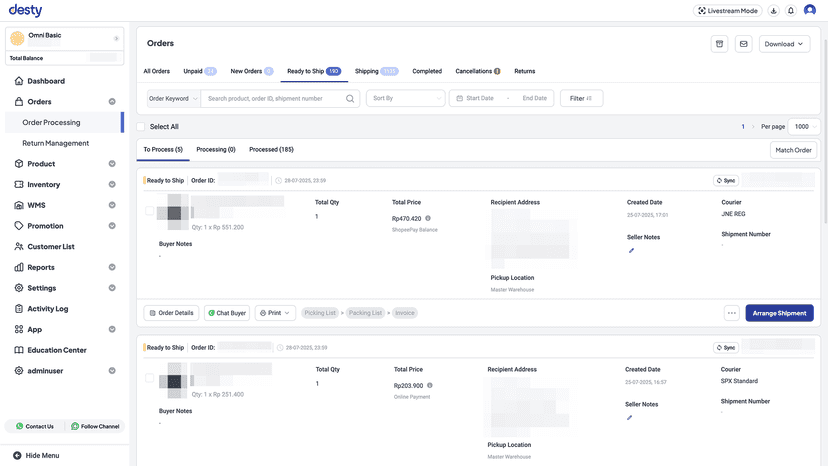 Desty Omnichannel Order Management