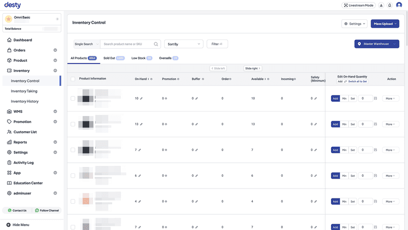 Desty Omnichannel Inventory Control