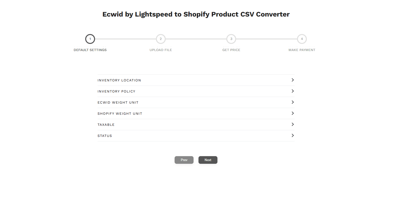 Product Preferences Settings
