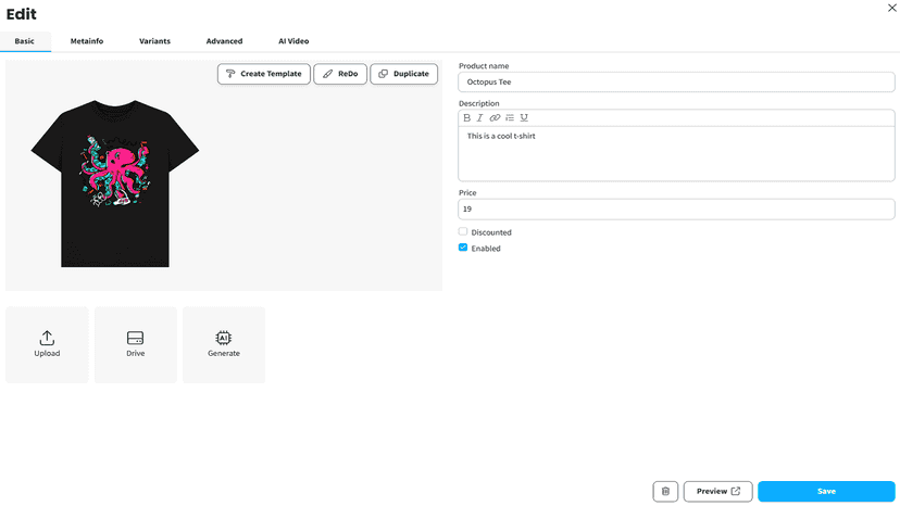 Product edit
