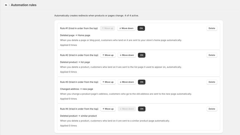 Automation rules that auto-create redirects when pages change
