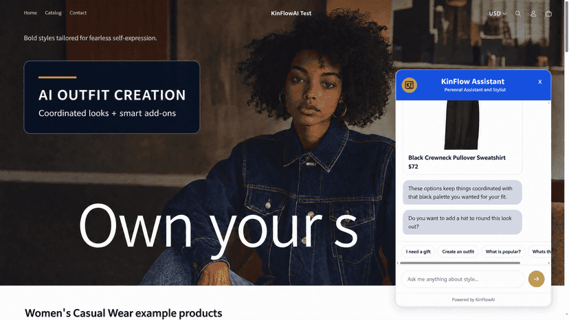 Guide shoppers with AI styling and smart accessory add-ons.