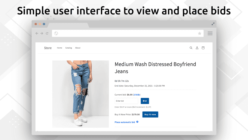 Screenshot view and place bid