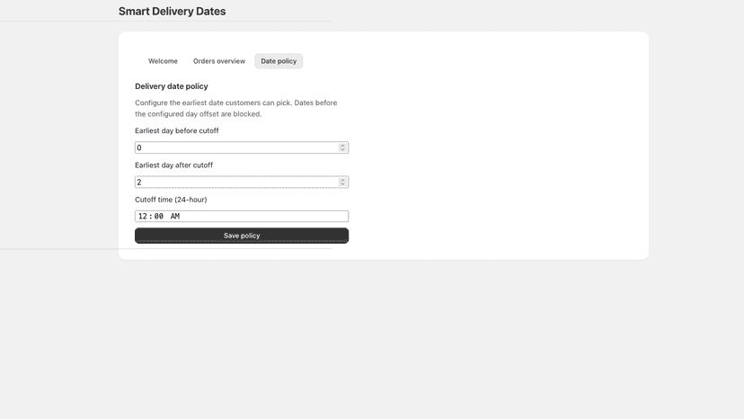 Settings what the earliest delivery date that can be choosen