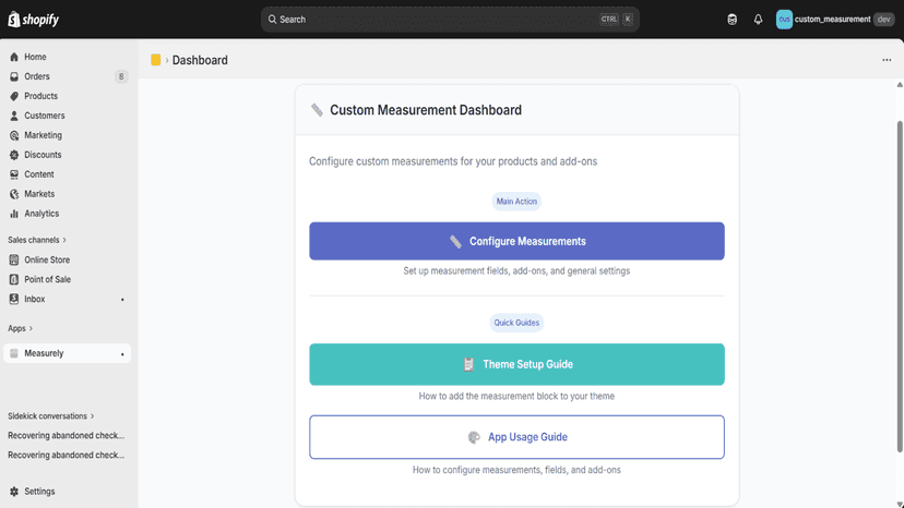 Front view of the dashboard. Here we can see the guidance.