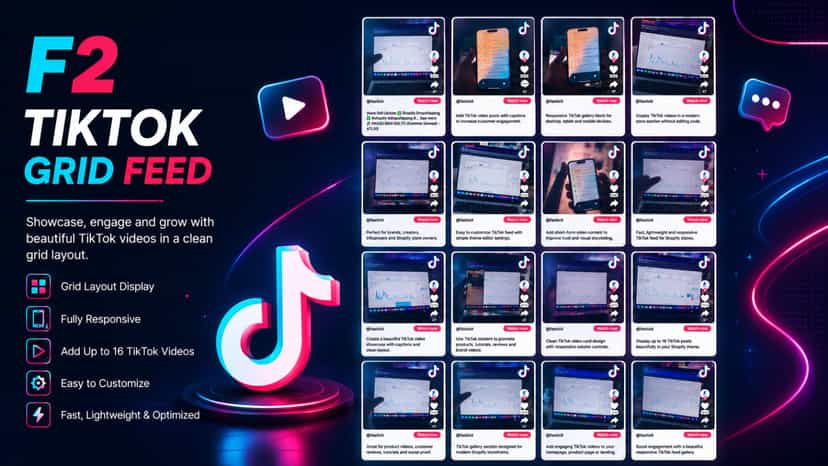 TikTok Gallery block display with customizable responsive layout