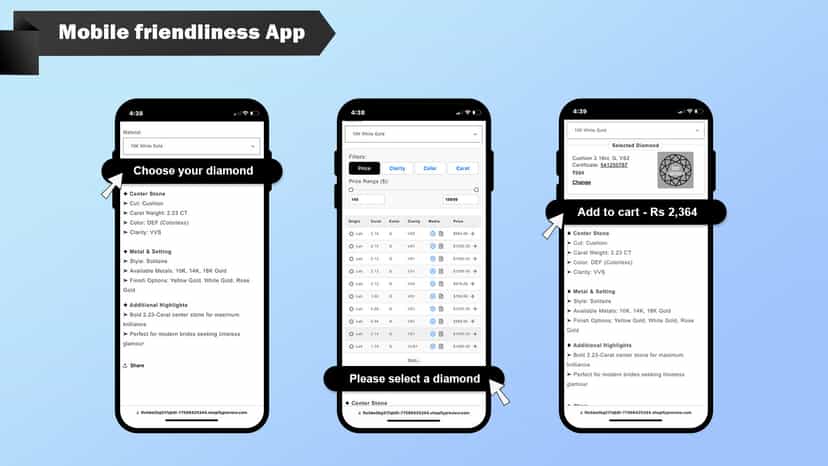 Mobile friendly design for diamond selection