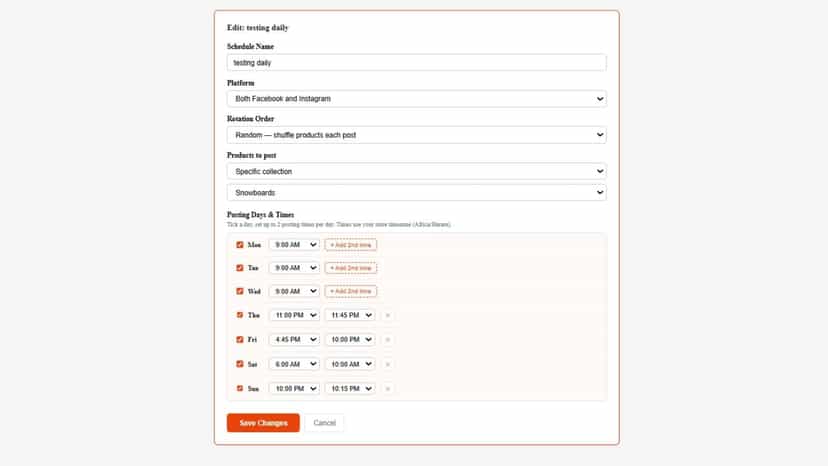 Creating a post schedule with the various options