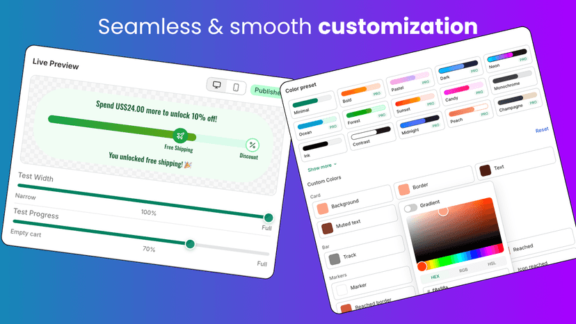 Easy to setup and customize progress bar with live preview