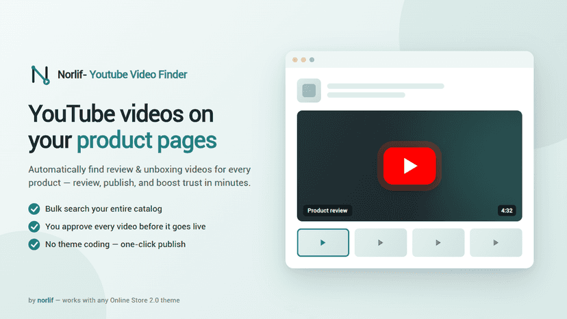 Norlif- Youtube Video Finder brings videos to your product pages