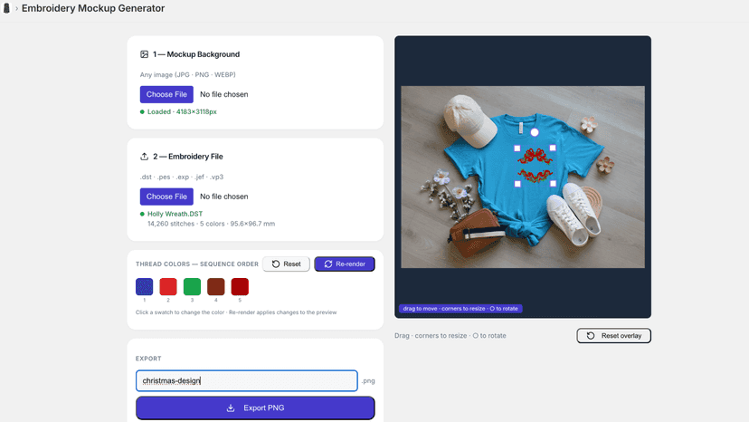 Export and Shopify upload options with mockup preview