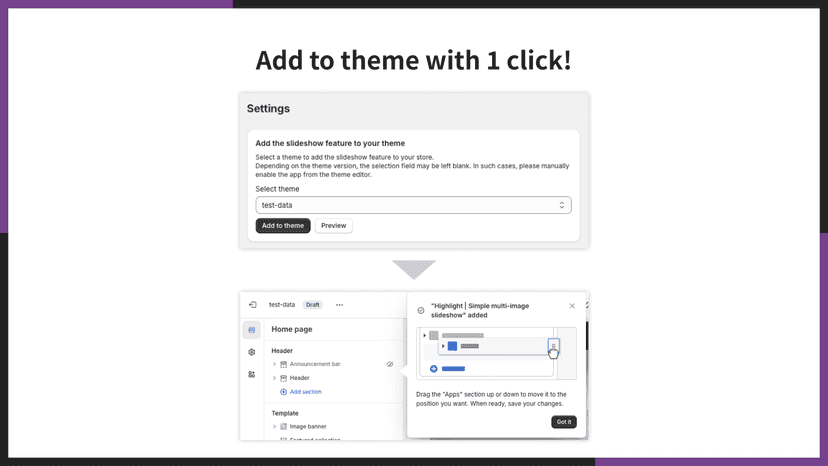 Add to your theme with one click!