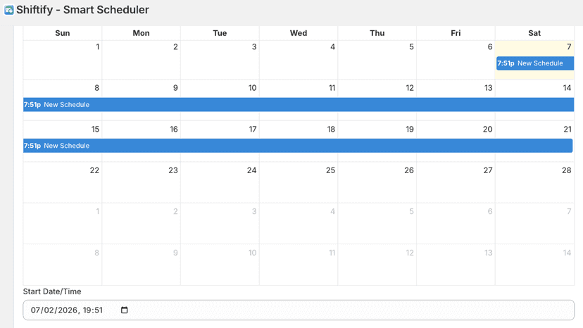 Calendar view for easy scheduling