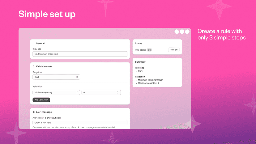 Super easy to set up validations rule, target to all page