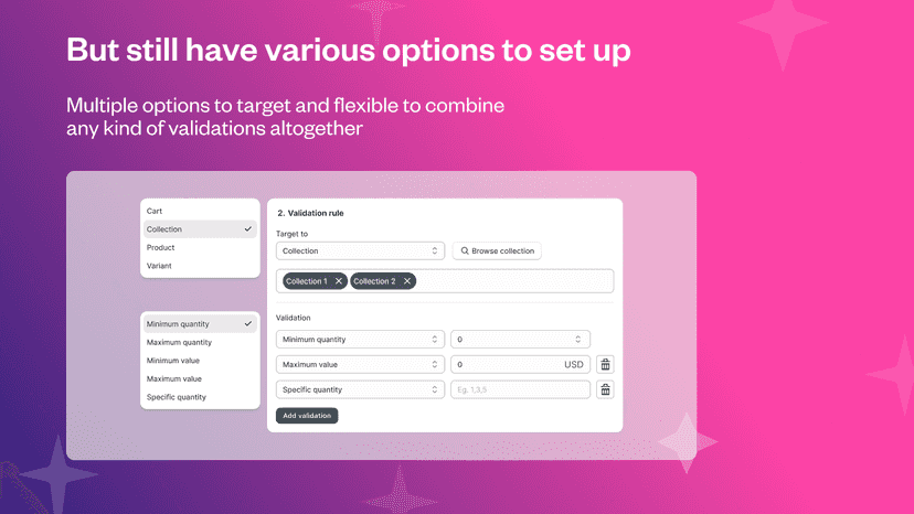 Target to cart, collection, product and variant