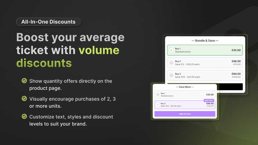 Product page displaying tiered volume discounts