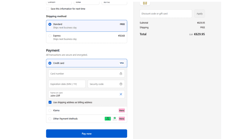 Credit Cards Checkout