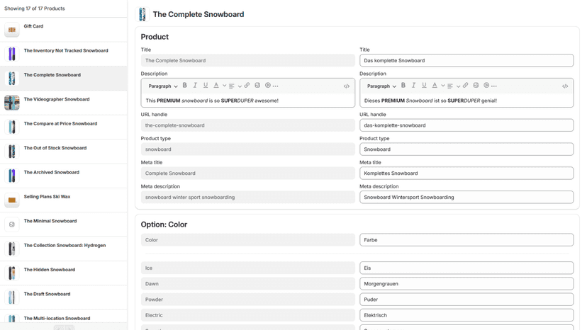 Translate your content in our visual editor