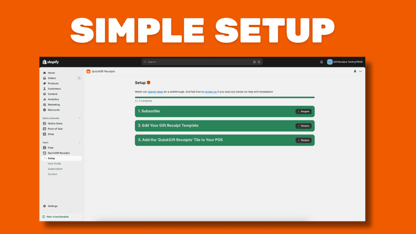 Simple setup in the Shopify admin