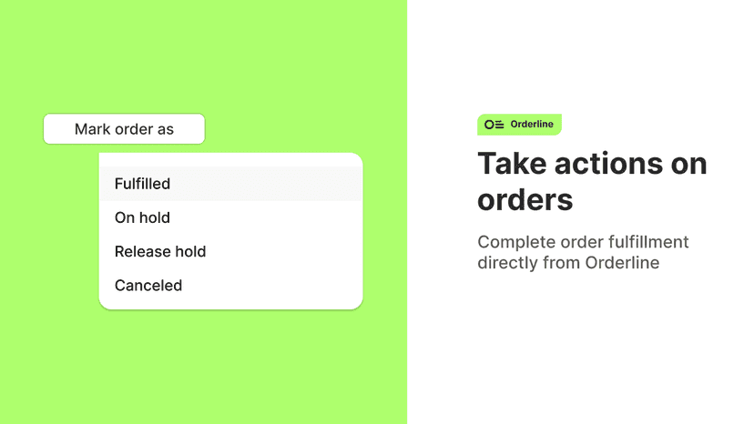 take shopify actions from orderline